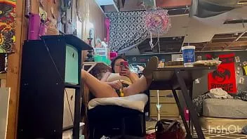 play Crystal reed illinois watching porn and rubbing pussy while husband showers