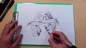play Dos hermosas chicas sexy, un boceto rápido con un bolígrafo
