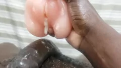 play Hitam BBW Dildo Bermain: Masturbasi Tunggal Lucu dengan Selesai Tertutup Air Mani